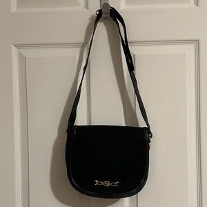 Chic Black Crossbody Bag with Gold Accents